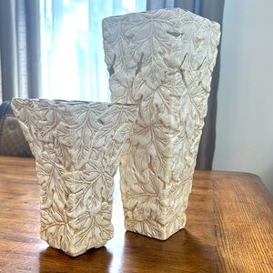 Elegant Leaf Patterned Vases - set of 2